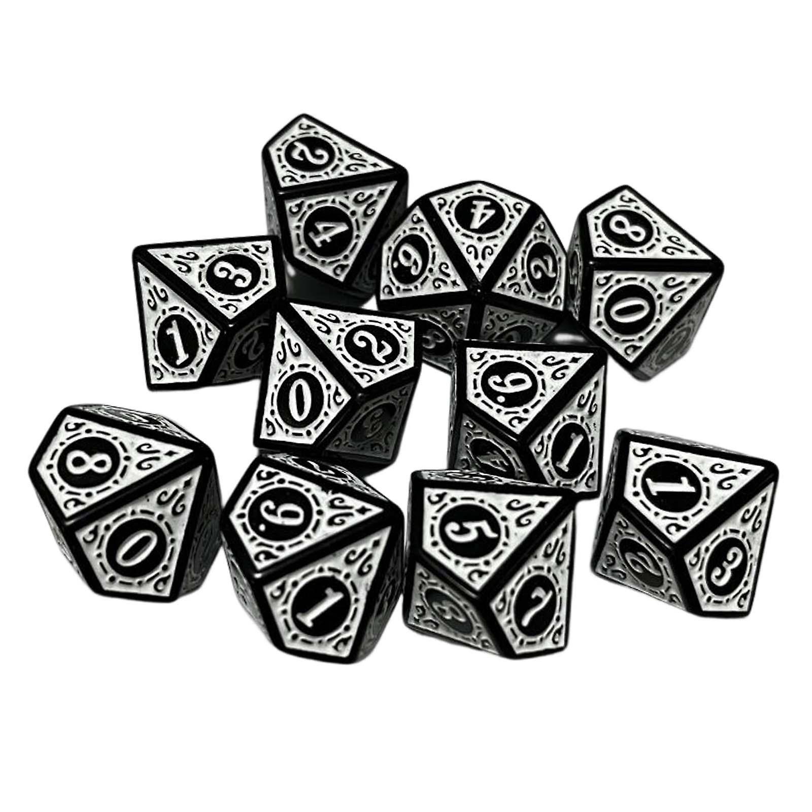 10x Polyhedral Dices Set Bar Toys Game Dices for   Card Games Role Playing White