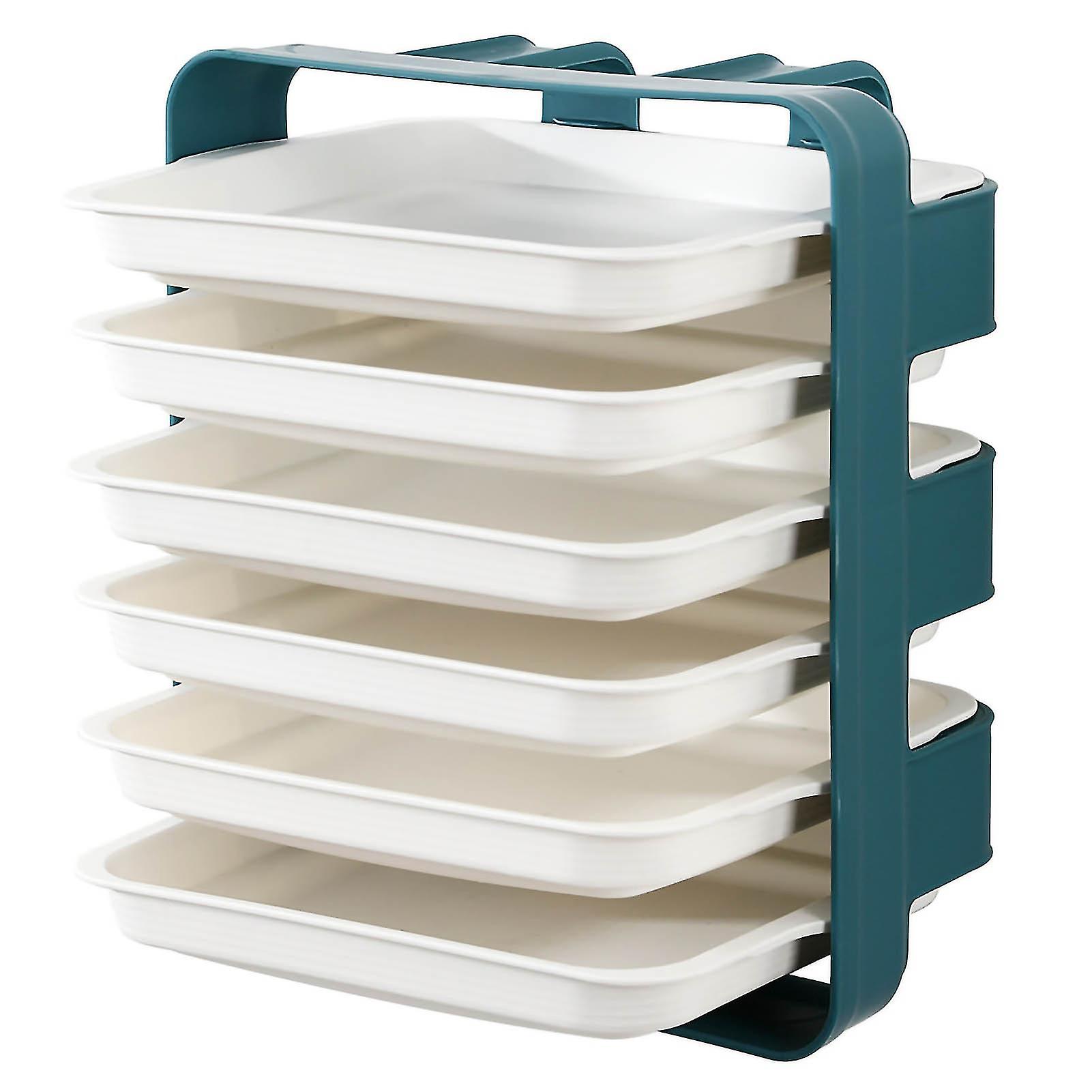 Side Dish Stacking Storage Multilayer Food Sorting Tray Kitchen Multi Function Fruit Vegetable Preparation Plate Wall Mounted 6 Layers Blue