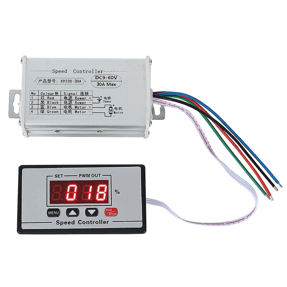 Rankomu Motor Speed Regulator DC9-60V Motor Speed Regulator with Digital Display, 30A Brush Motor Speed Controller