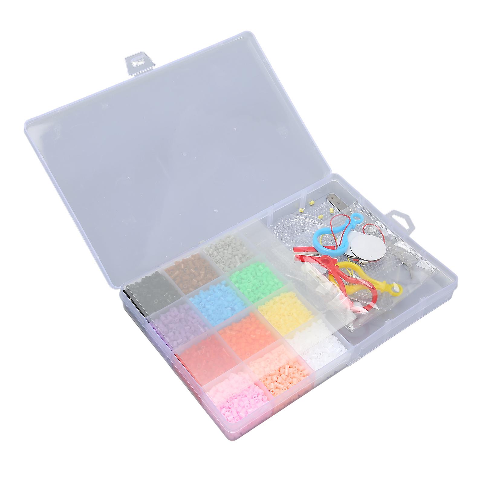 Kids Fuse Beads Kit 2.6mm 12 Colors Quadrate Heart Hexagonal Transparent Plates DIY Beads Craft Toy 