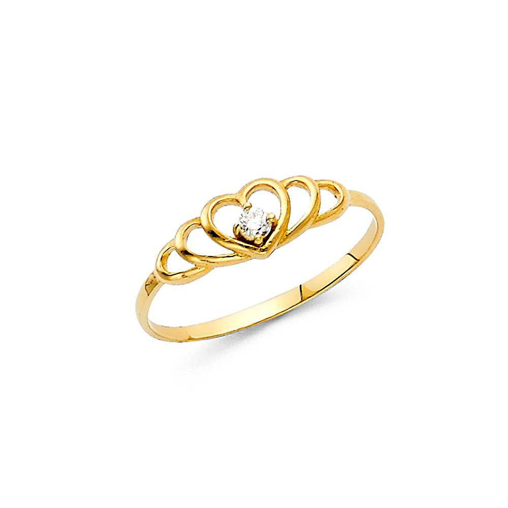 14k Yellow Gold Cubic Zirconia Ring Size 3 Band Style-Ring - .7 Grams