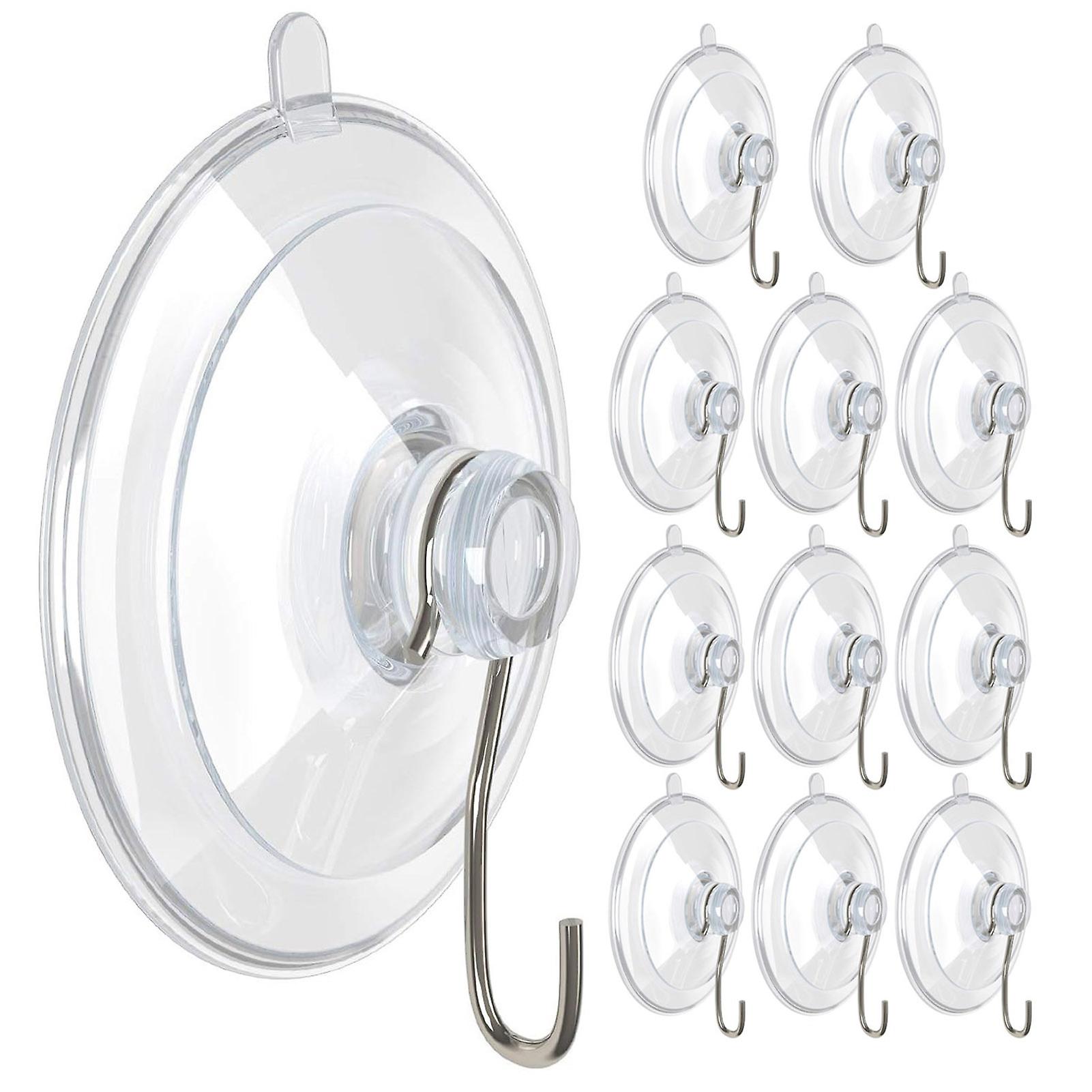 12Pcs Removable Suction Cup Hooks Transparent Multi-surface Suction Cup Hook Kitchen Bathroom Shower Hook