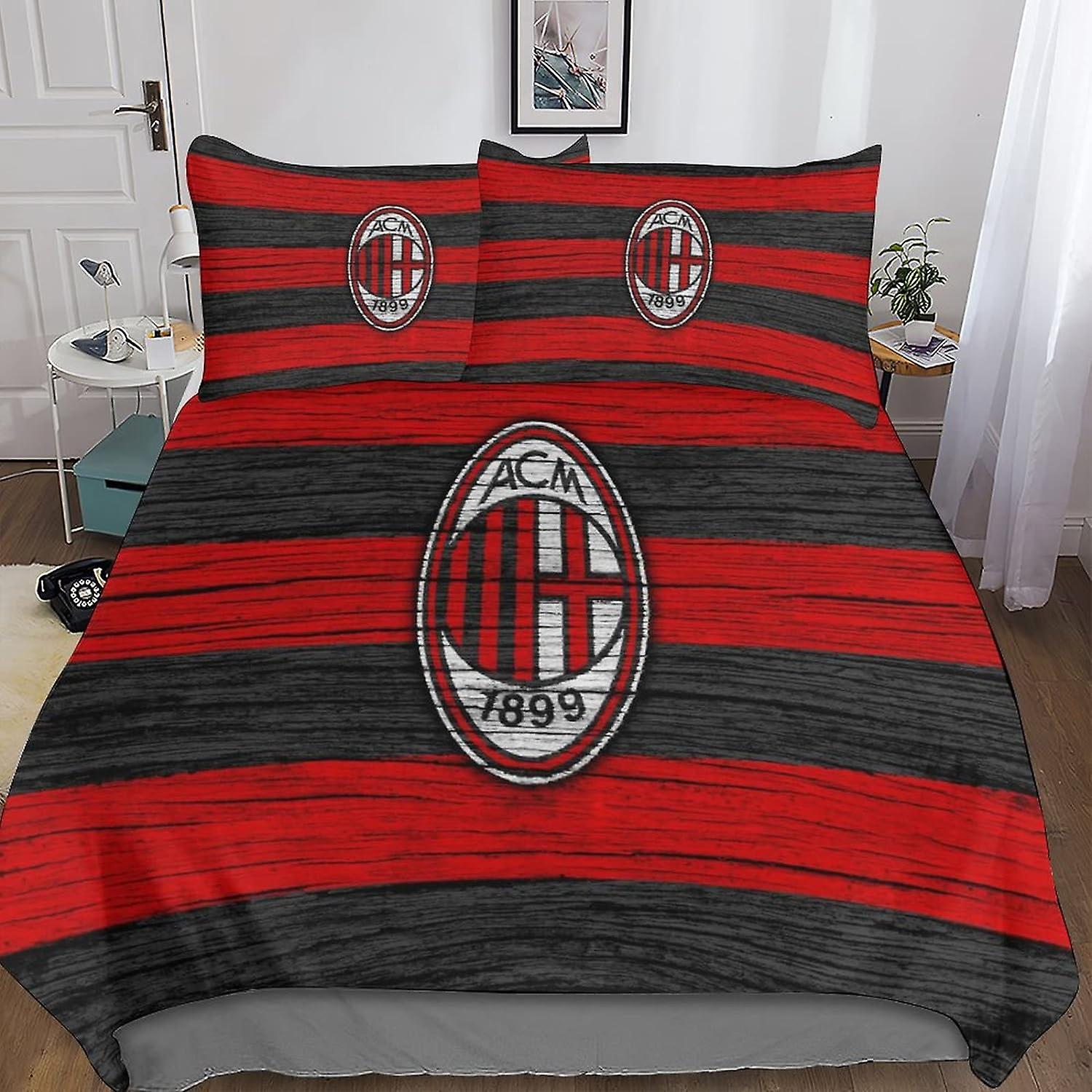 HOUKIG A.C. Milan Quilt Cover Boys Girls Game Bedding Sets, Super Club Quilt Cover 3 Piece Bedroom Set με 2 μαξιλαροθήκες για εφήβους και ενήλικες,