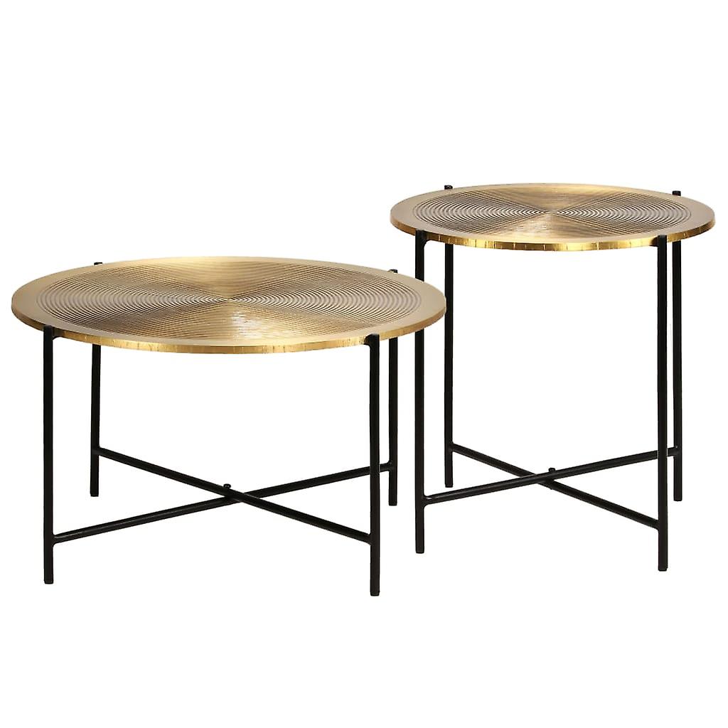 Table Set 2 Pieces Brass Covered Mdf Tables