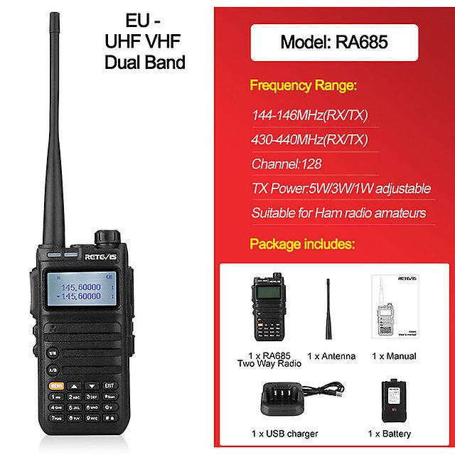 Ra685 Ra85 5w Uhf Vhf Dual Band Gmrs Ham Walkie Talkie Station Usb Charger Long Range Analog Lcd Two Way Radio For Farm