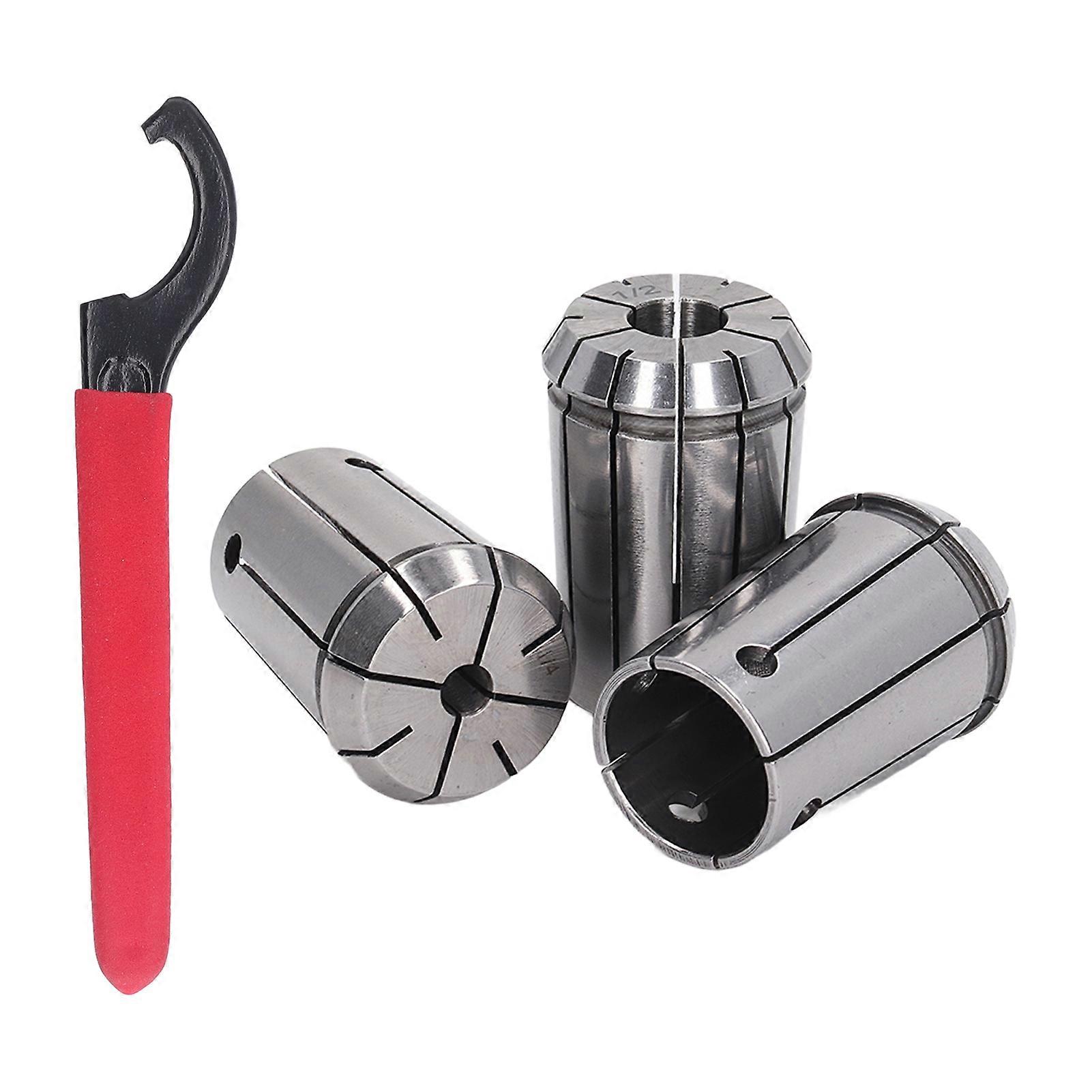 3pcs Collet Chuck Spring Collet Spring Steel Oz25 1/2 1/4 1/8 With Wrench For Milling Machine