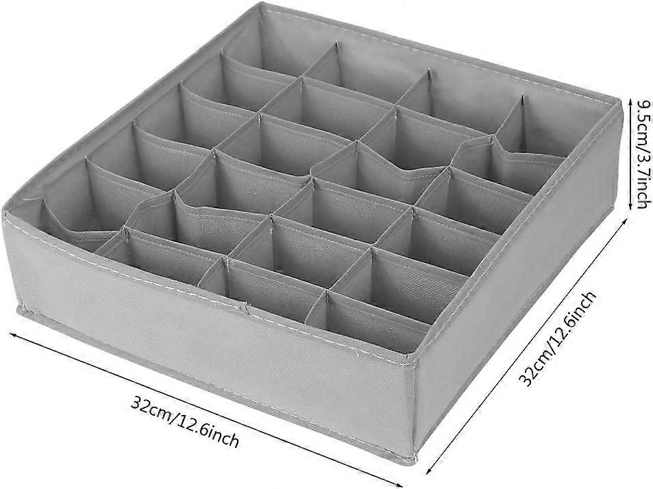 Fabric Storage Boxes for Socks, 2 Piece Foldable Drawer Storage Box, Drawer Box for Bras/Socks/Undies/Ties/Scarves (Dark Grey)