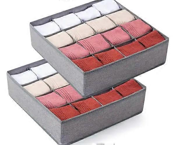 2パックソックス下着引き出しオーガナイザーディバイダー、24セルまたは16セル折りたたみ式キャビネットクローゼットオーガナイザー衣類収納ボックス