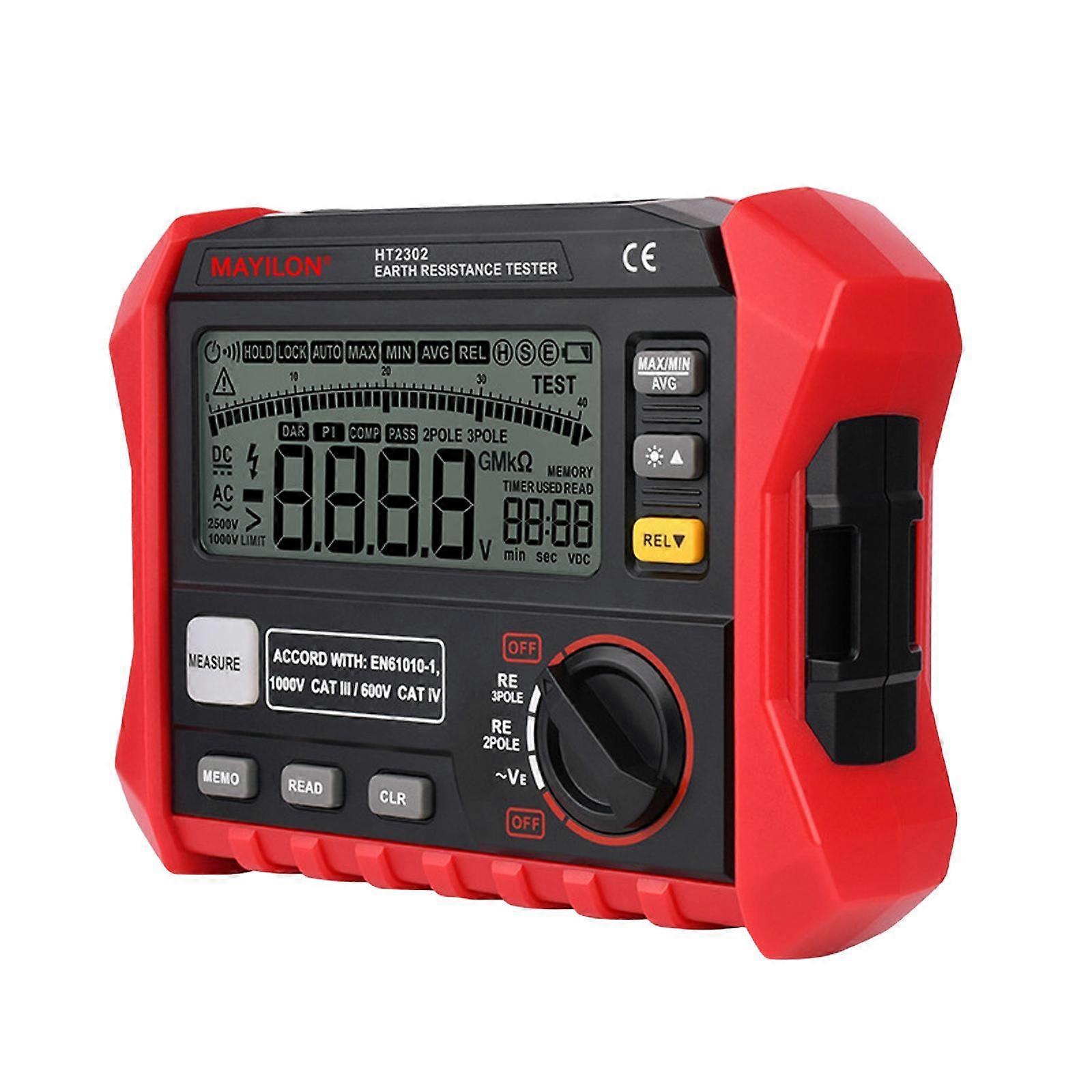 Erdungswiderstandstester Hintergrundbeleuchtung LCD-Display Handheld Erdungsspannungsprüfer