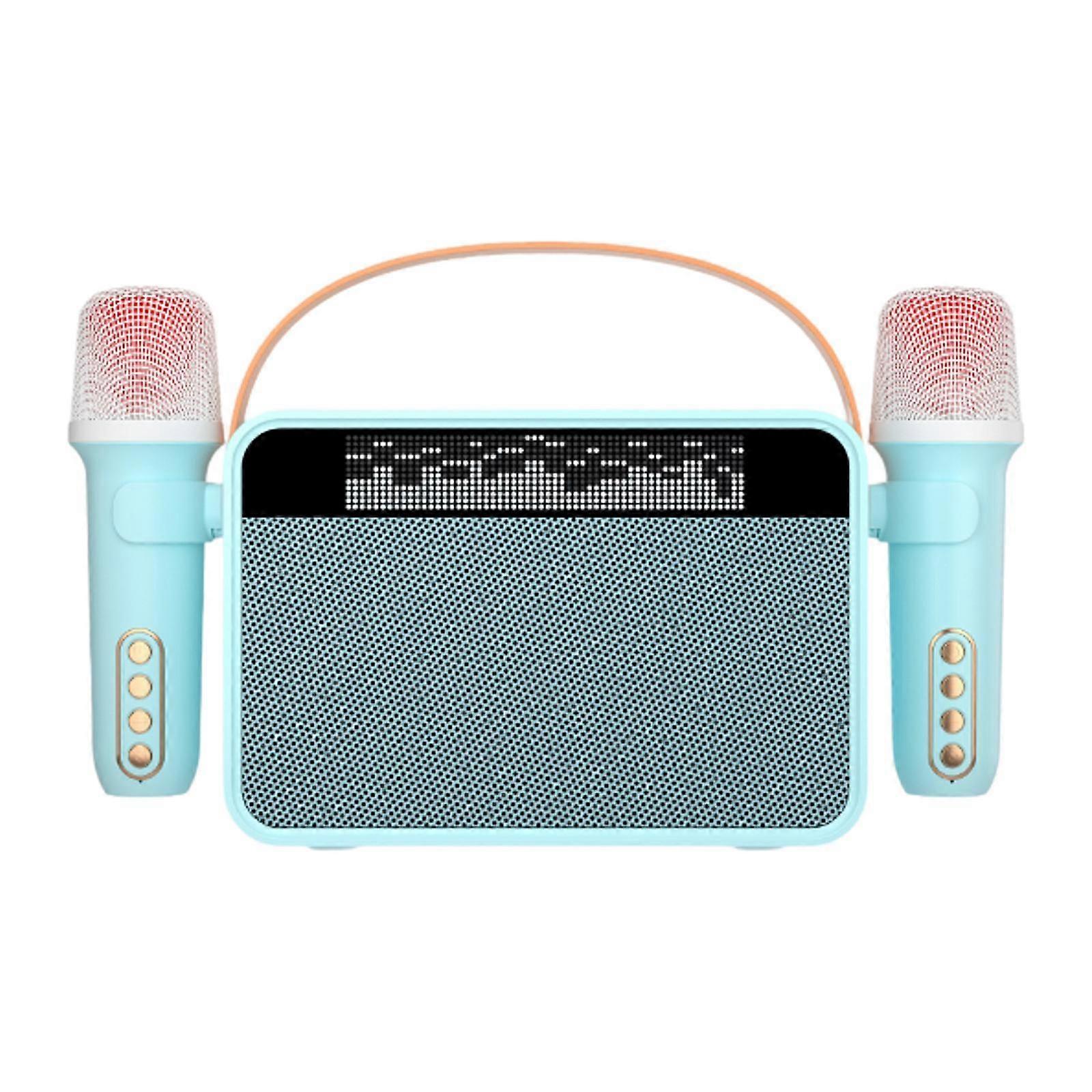 Mini Karaoke Machine Entertainment Music Singing Toy for Beach Family Summer blue
