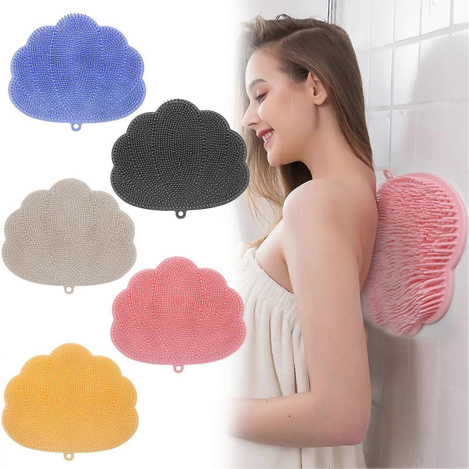 Hands-Free Back And Foot Scrubber with Suction Cups Wall-Mounted Shower Massage Brush for Deep Clean Exfoliation