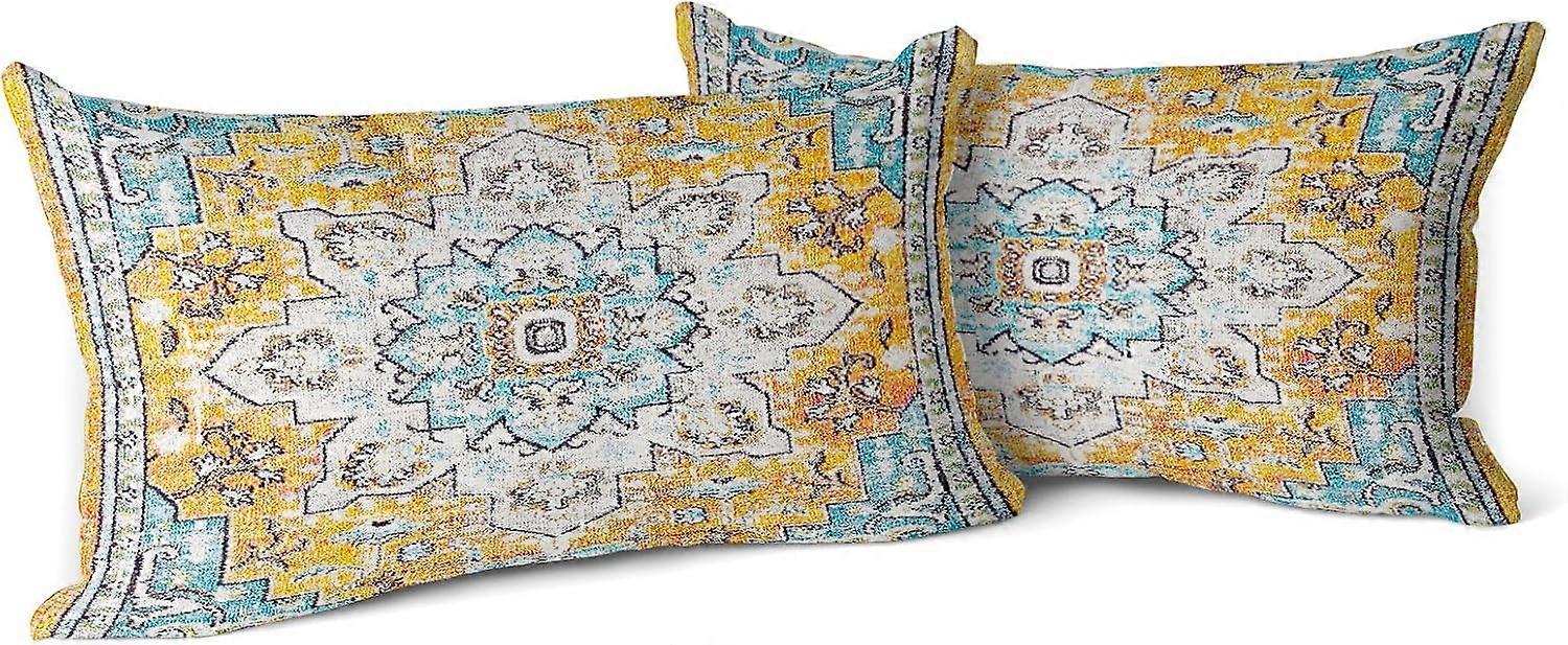 Boho Throw Pillow Covers 12x20 inch Set of 2 Monaco Rug Persian Carpet Double Sided Pattern Short Plush Cotton Soft Pillow Case Cushion Cover Pillowca