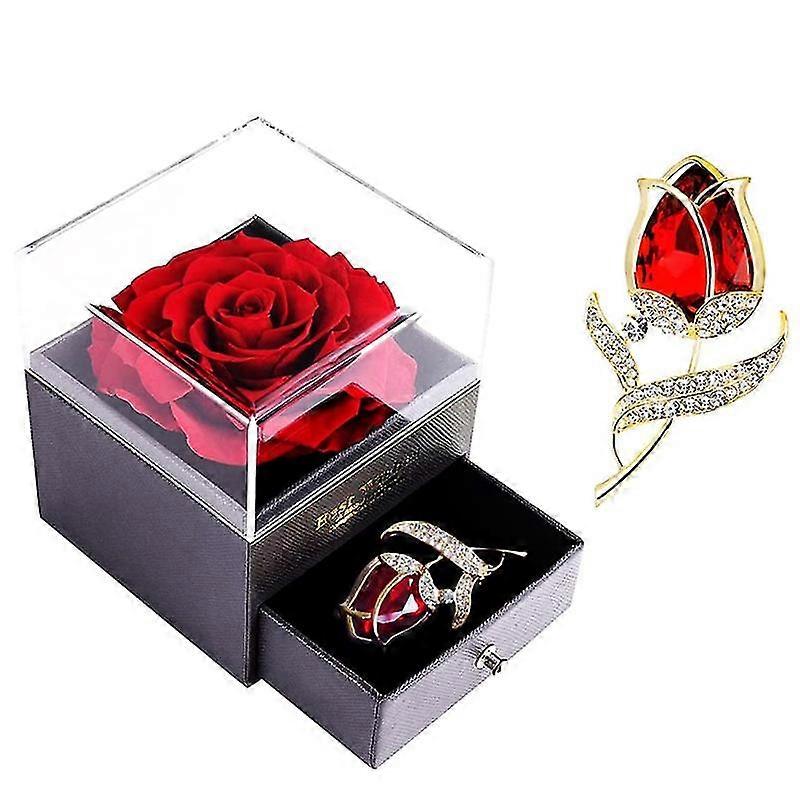 Mother's Day Flowers Roses Gifts For Women - Eternal Rose Preserved Flowers With Stem - Real