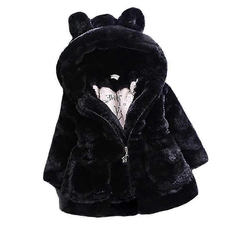 Casaco Parka com Capuz de Pele Falsa Fofa para Crianças Meninas Casaco Grosso de Lã Inverno Outwear_Dec