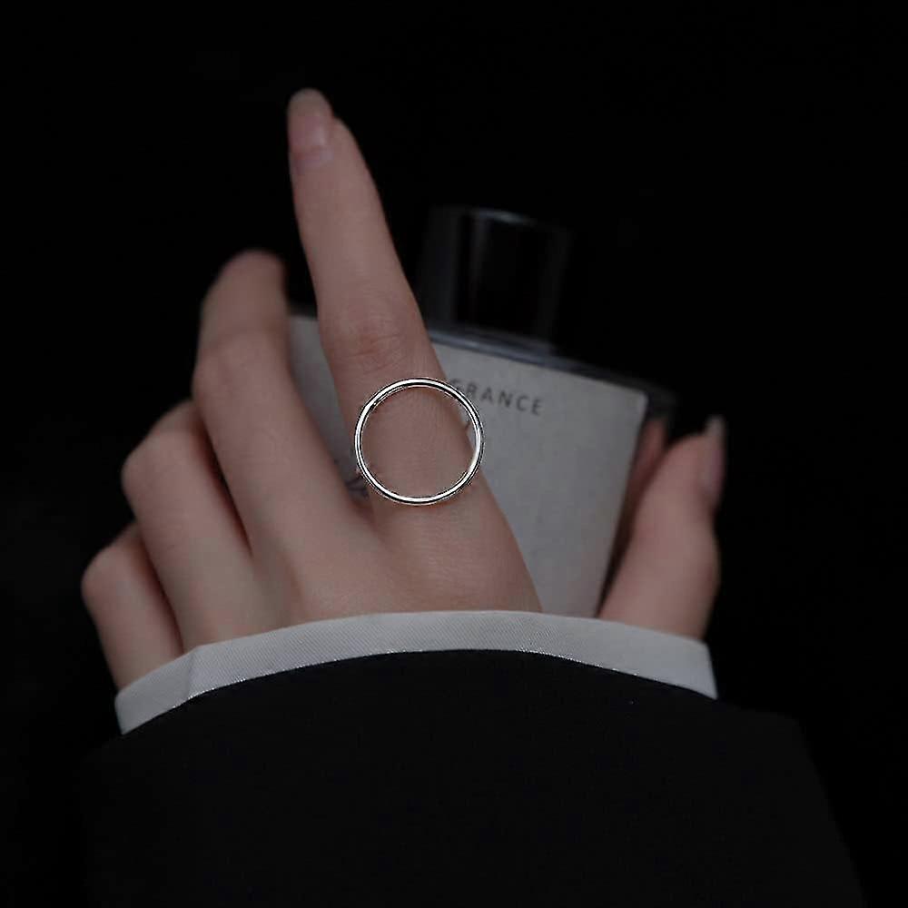Silver ring, geometric circular cutout, adjustable ring