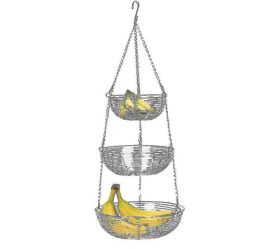 3-tier Kitchen Hanging Fruit Basket, 30-inches