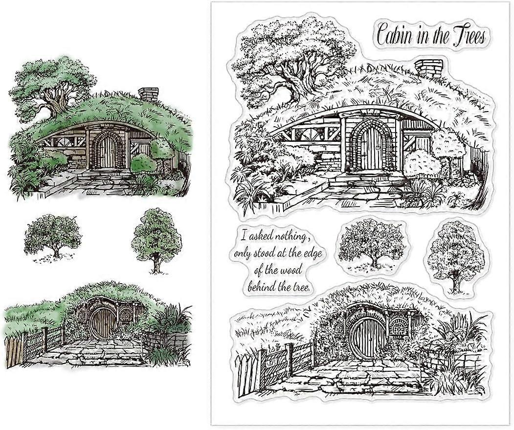 1Sheet Tree House Silicone Clear Stamp Seals