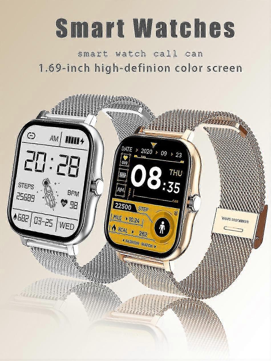 נשים שעון חכם גברים 1.69" קור מסך מגע מלא כושר גשש