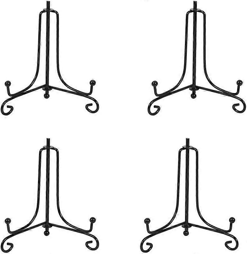 4 pack Iron Display Stand, Black Iron Easel Plate Display Photo Holder Stand, Displays Picture Frames, Cookbooks, Decorative Plates, Tablets and Art