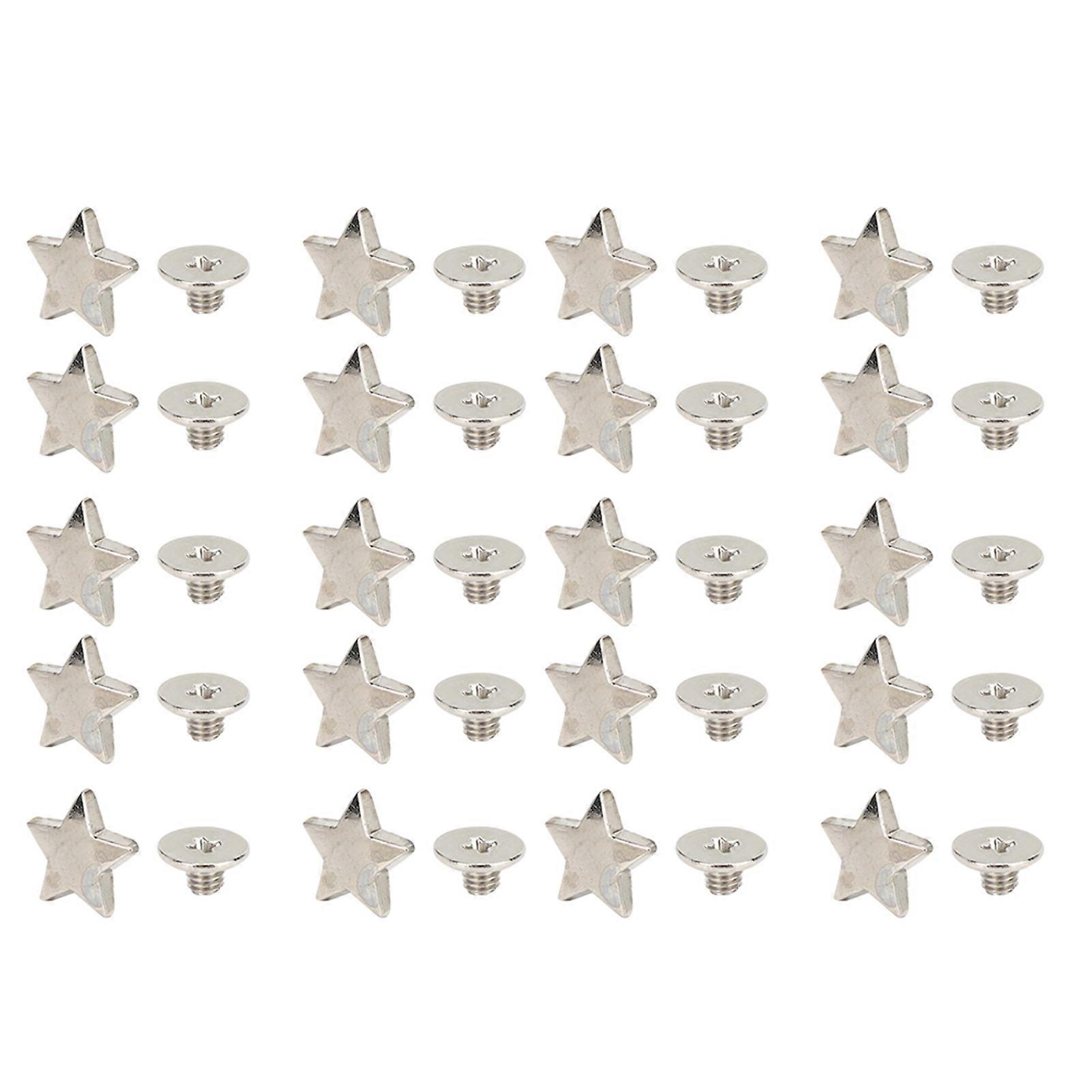 20kpl Star Shape Rivet Stud Button DIY Vaatteet Kengät Sisustustarvikkeet ruuveilla Hopea
