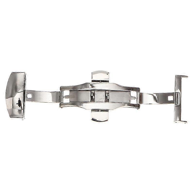 stainless steel watch buckle double push button deployment clasp for watch band strap 22mm (silver)
