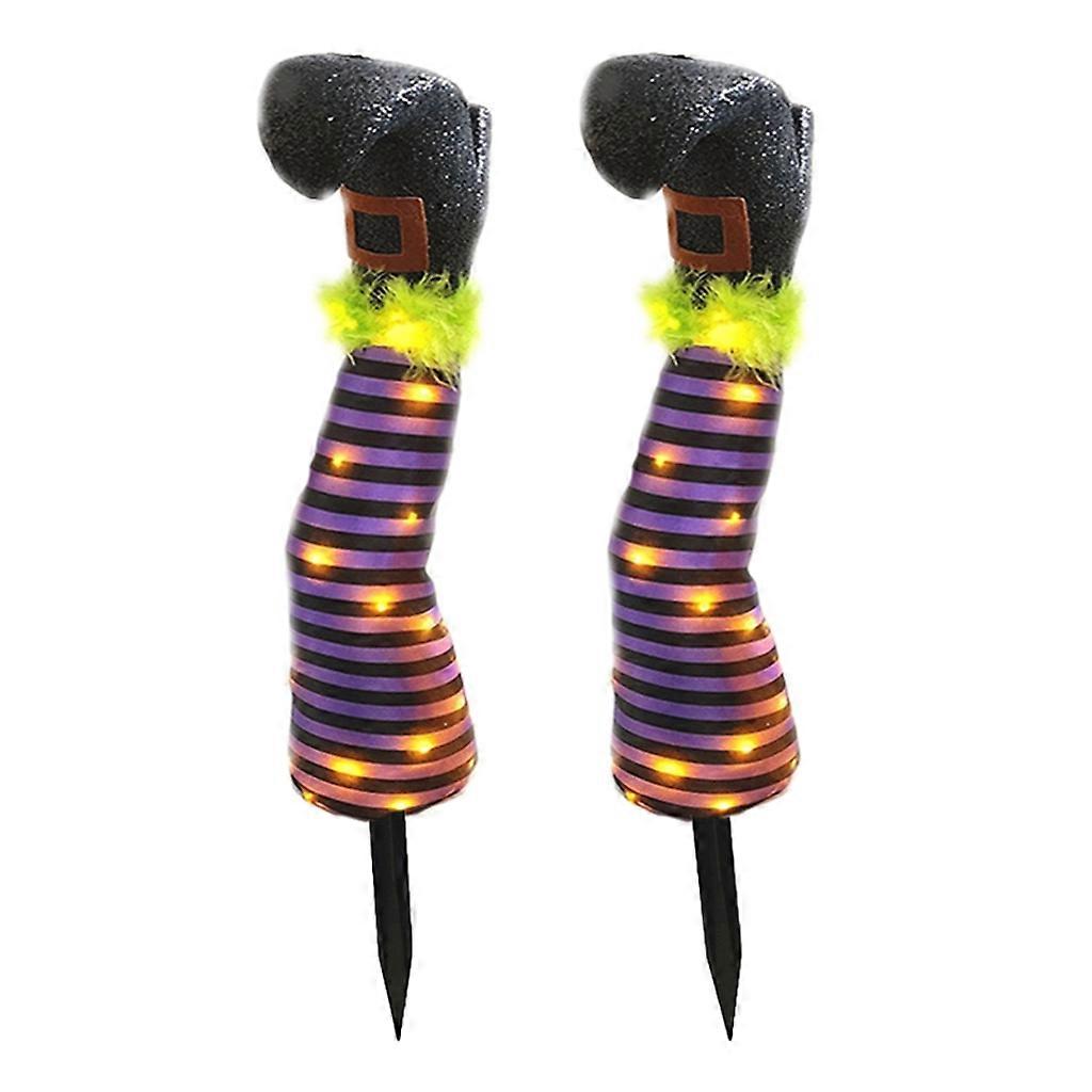 Picioare de vrăjitoare rele de Halloween cu lumini LED, lumină picioare de vrăjitoare cu susul în jos