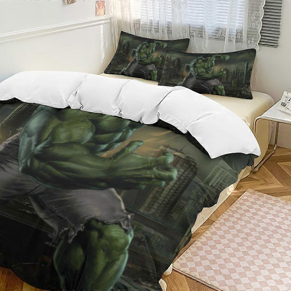 c225 Hulk Conjuntos de Edredom de Cama, Conjunto de Cama de 3 Peças Conjunto de Cama Macio e Quente com 1 Capa de Edredom e 2 Fronhas para Quarto Todas as Estações hno225