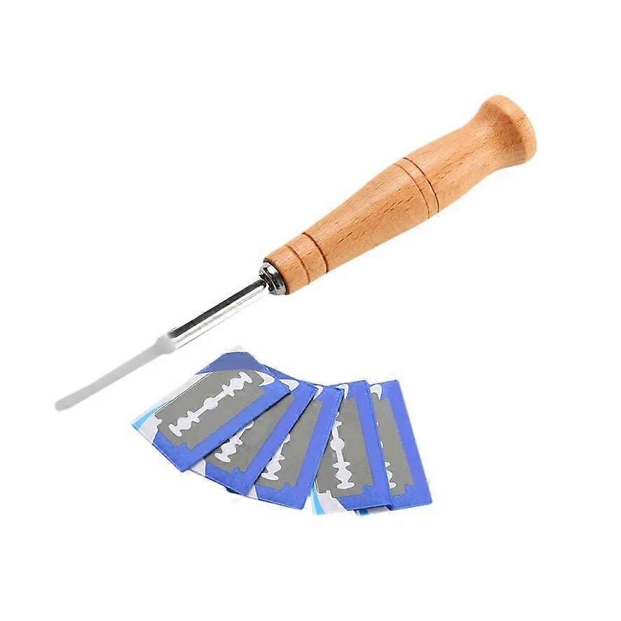 Bread Bakers Cutter Slashing Tool Bread Dough Scoring Making Razor with Protective E Cutter Blade Tools Curved Knife Eclair Mold