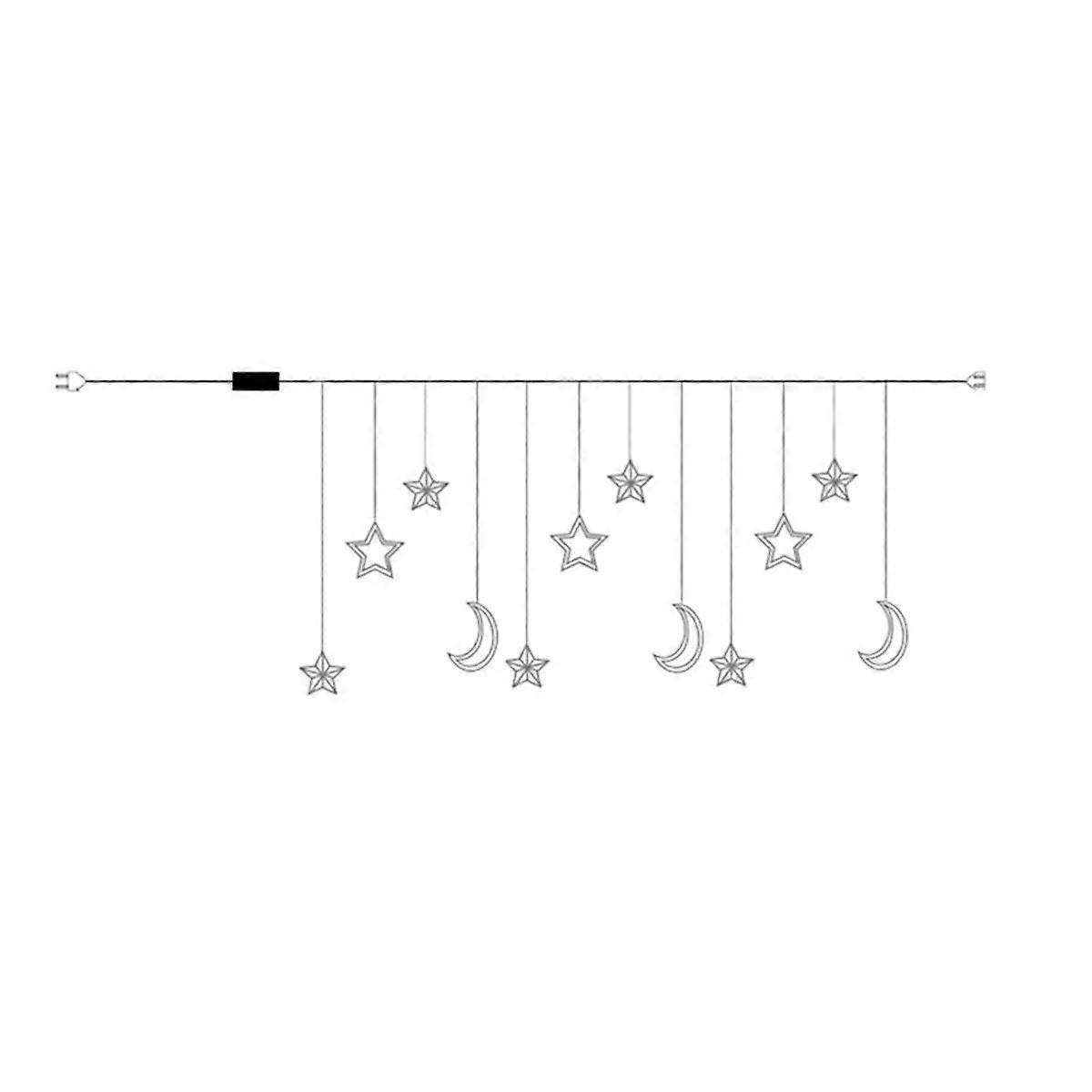Christmas Moon Star Window Fairy String Lights USB&Battery Powered String Light for Indoor Window K