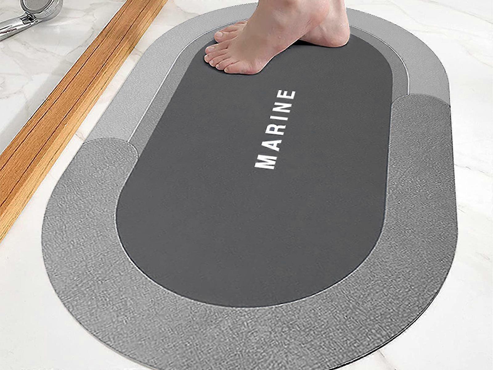 2Pcs Gray Absorbent Floor Mat Soft Quick-Drying Non-Slip Bath Floor Mat