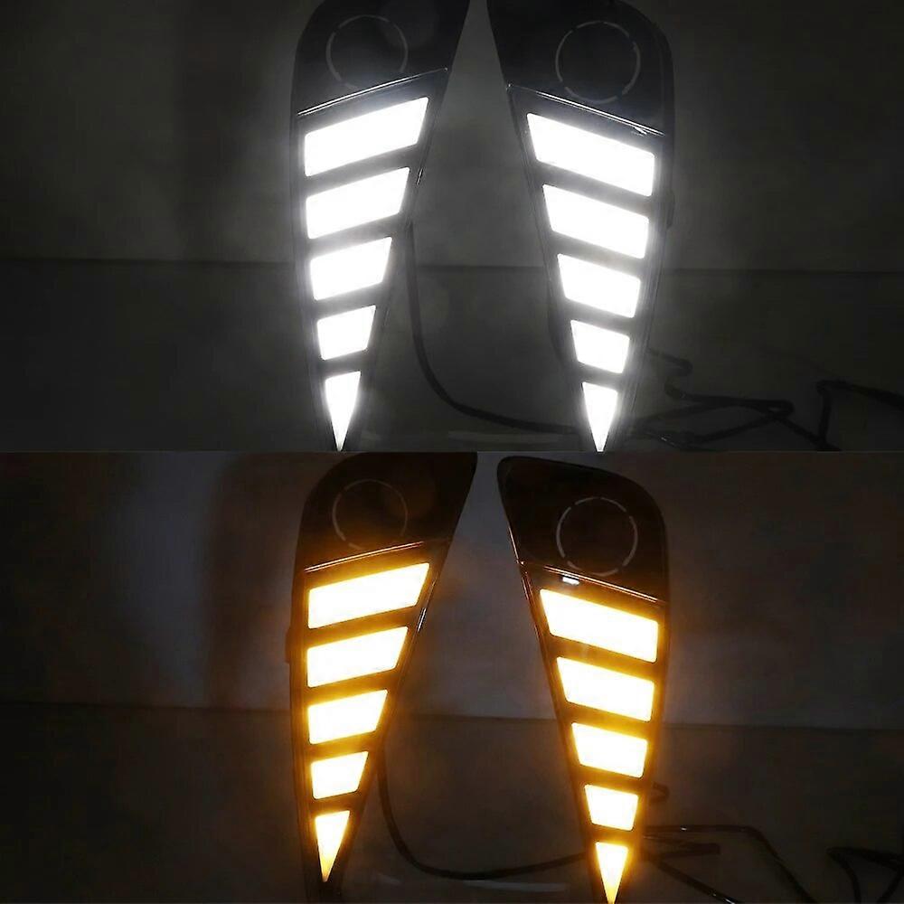 CSCSNL 1 Pair Car LED DRL Daytime Running Light with dynamic Yellow Turn Signal Daylight fog lamp For Toyota C-HR CHR 2020 2021