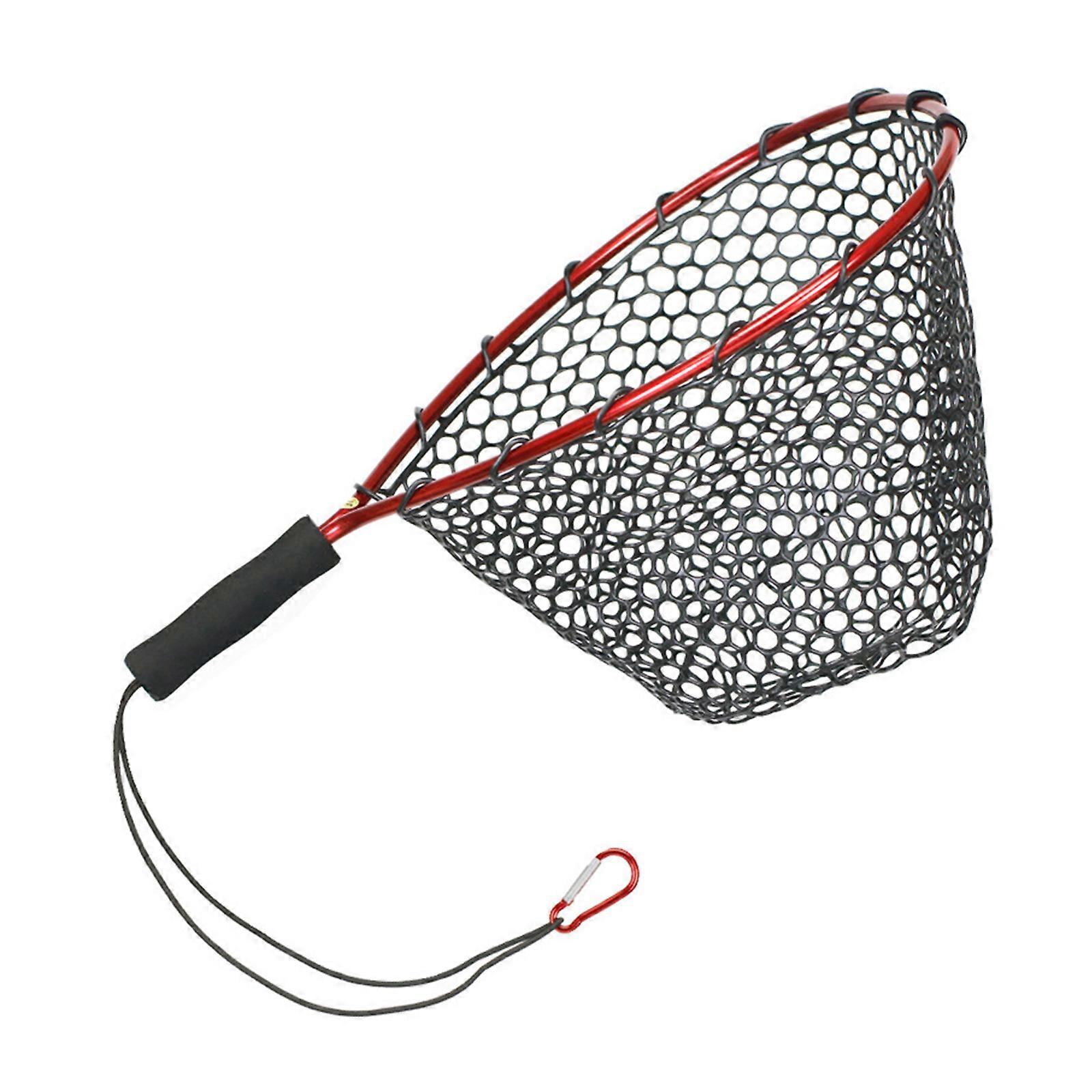 Aluminum Pole Handle EVA Grip Silicone Dip Fish Net Freshwater Fly Fishing Net