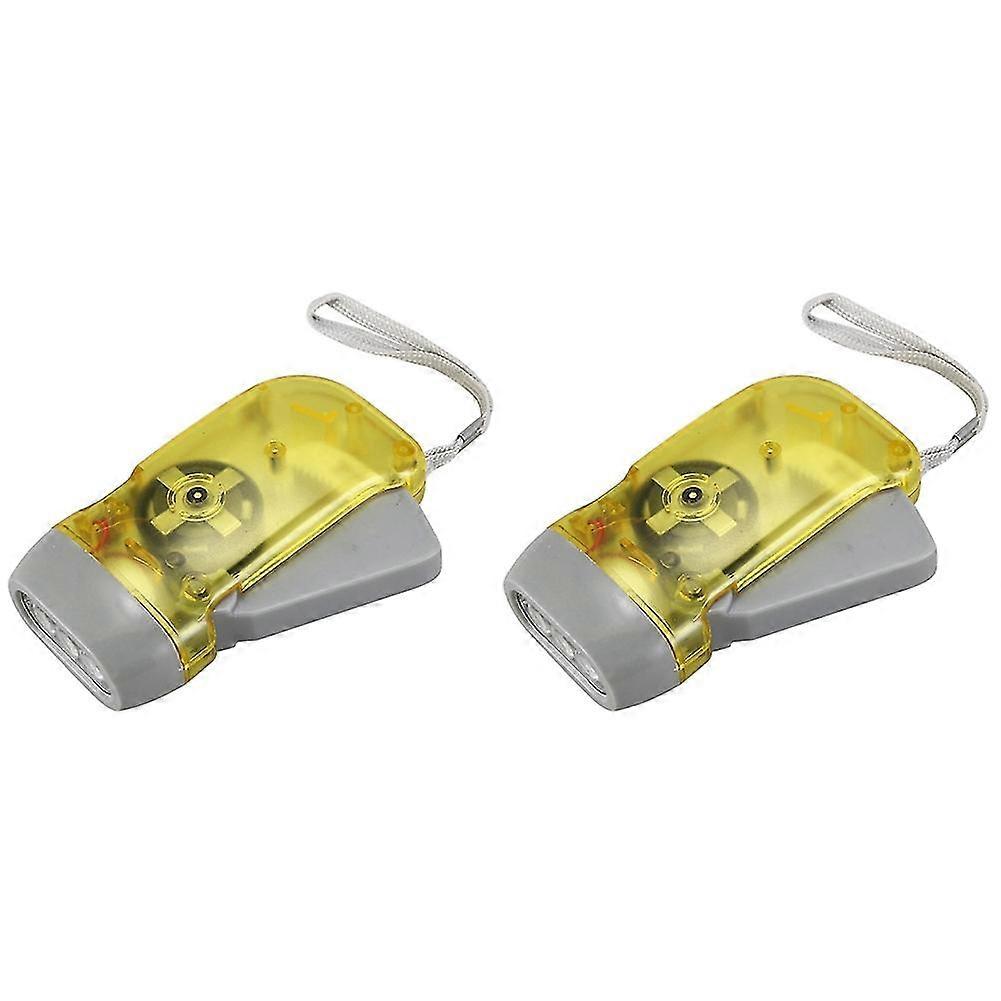 2x 3 Led Dynamo Wind Up Flashlight Torch Light Hand Press Crank Camping