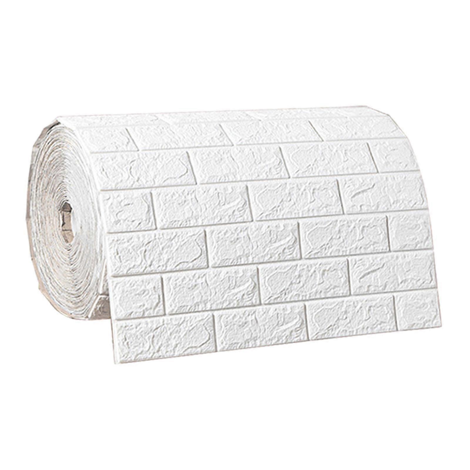 Pannelli murali in finto mattone Carta da parati in schiuma moderna per bagno Lavanderia Backsplash bianco