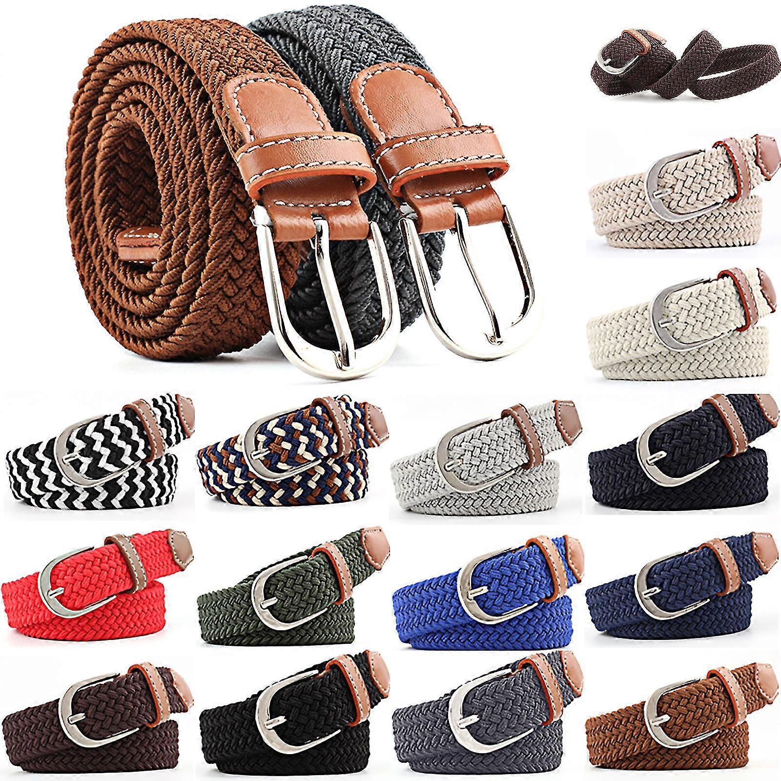 Unisex Elastisk Webbing Flettet Stretch Plaited Vevde Spenner Belter