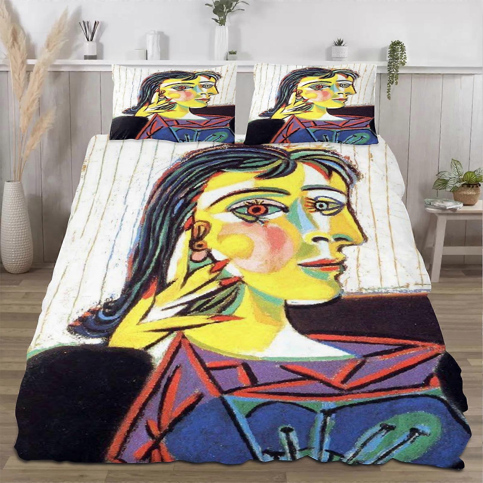 v6471 Lençóis Cama Pablo Picasso Colchas para Colchas de Cama Queen,Colcha de Cama Macia Colcha Leve,Colcha Acolchoada Lençóis de 3 Peças yuq