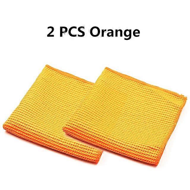 2PC Car Wash Towel Glass Cleaning Water Drying Microfiber Window Clean Wipe Auto Detailing Waffle Weave for Kitchen Bath 40*40cm