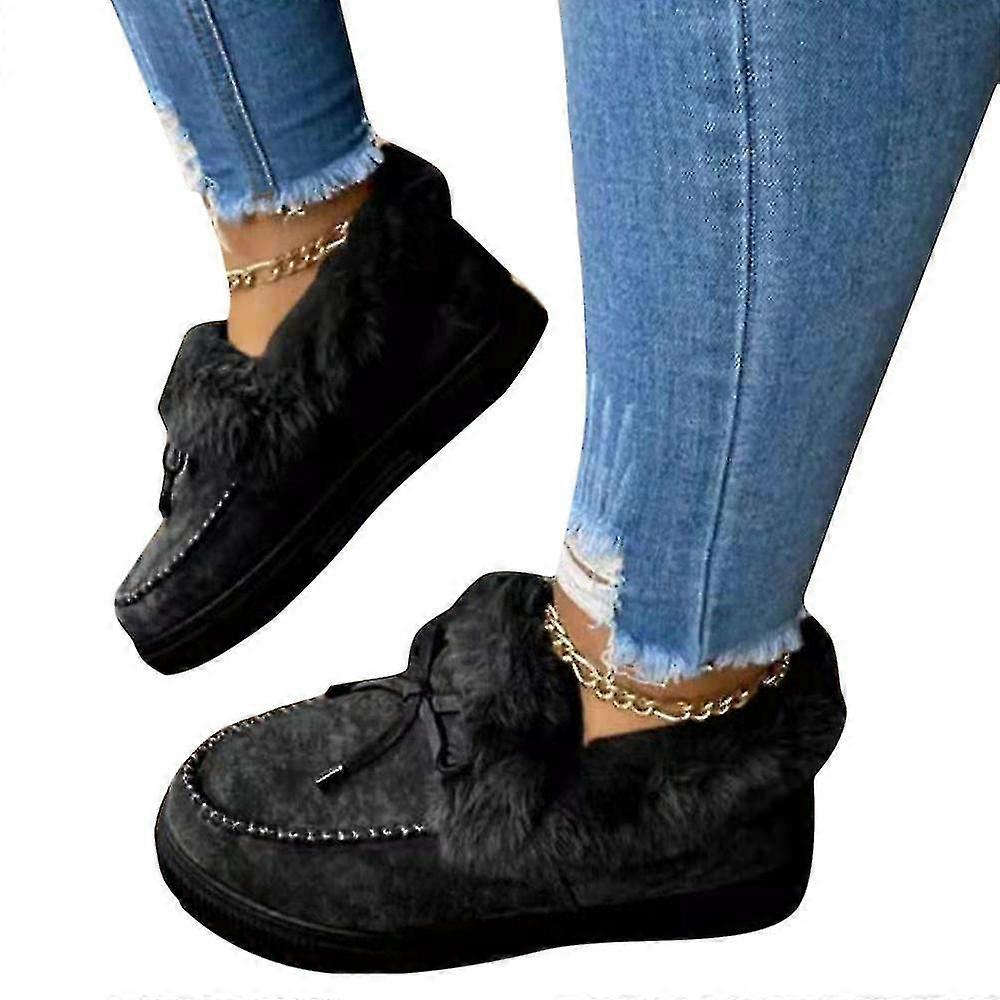 Women Faux Fur Lined Slip On Snow Ankle Boots Fleece Winter Warm