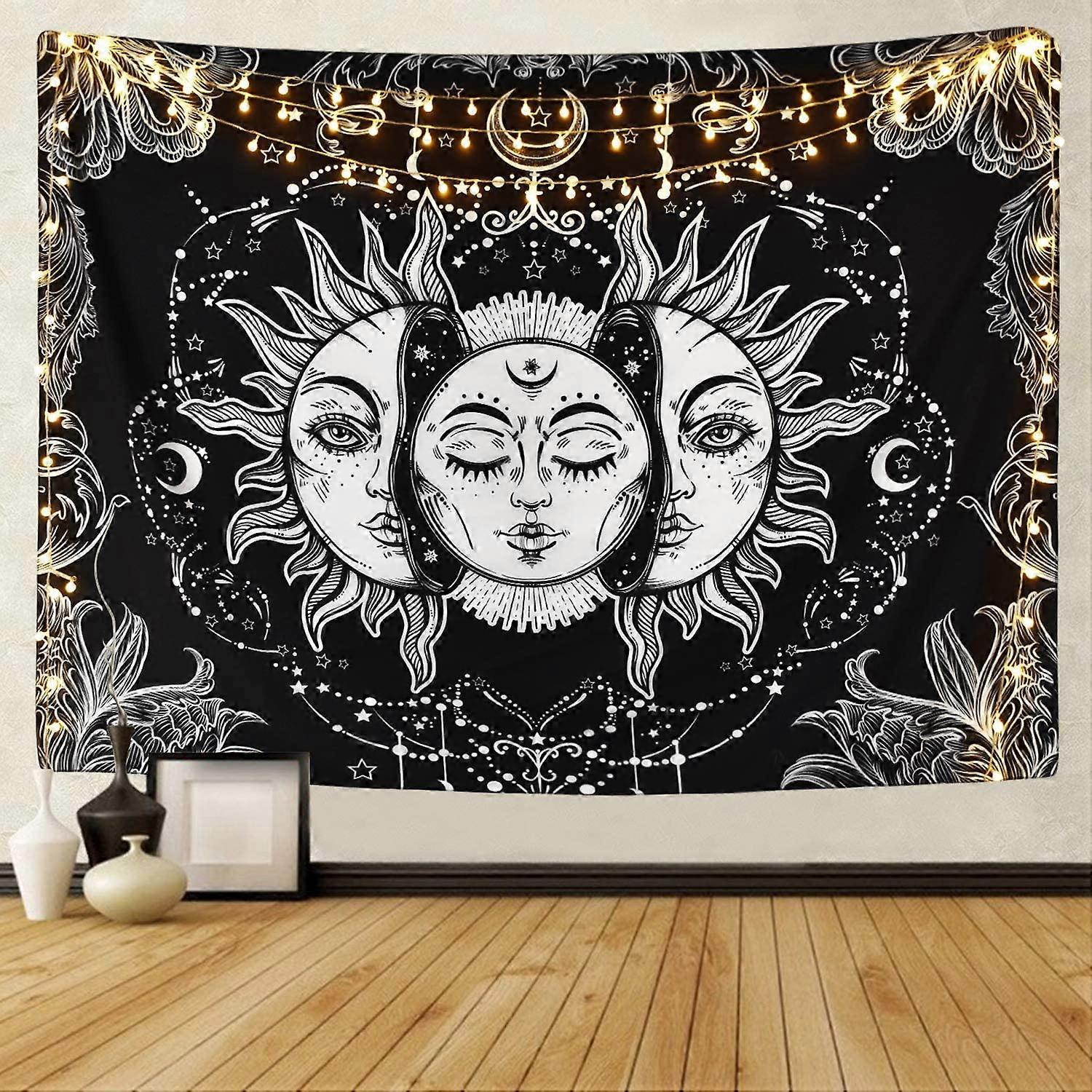Sun and Moon Tapestry Burning Psychedelic Tapestry 59.1" x 59.1"