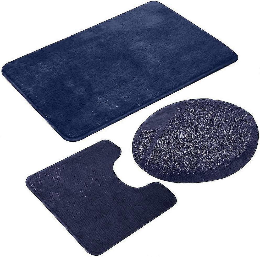 3 Pieces Non-slip Stand Bath Mats Set Breathable Memory Foam Bath Rugs_s