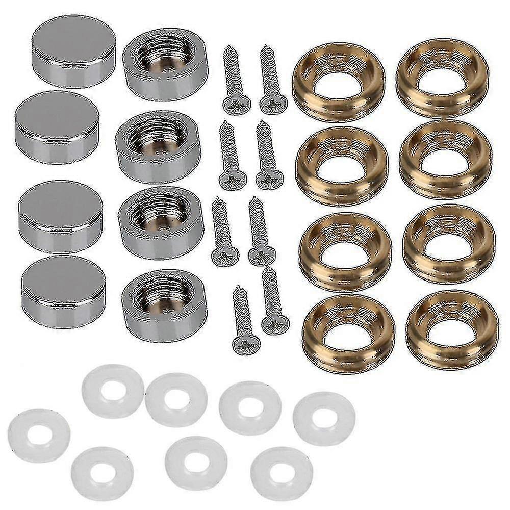 8x Silver Copper Round Screw Mirror Cap Nails 16mm Dia