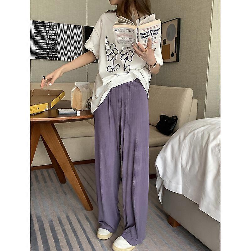Huang Zheng solid color casual pants women's 2022 summer and Korean version high waist loose wide leg hanging feeling floor dragging pants 122kd7234
