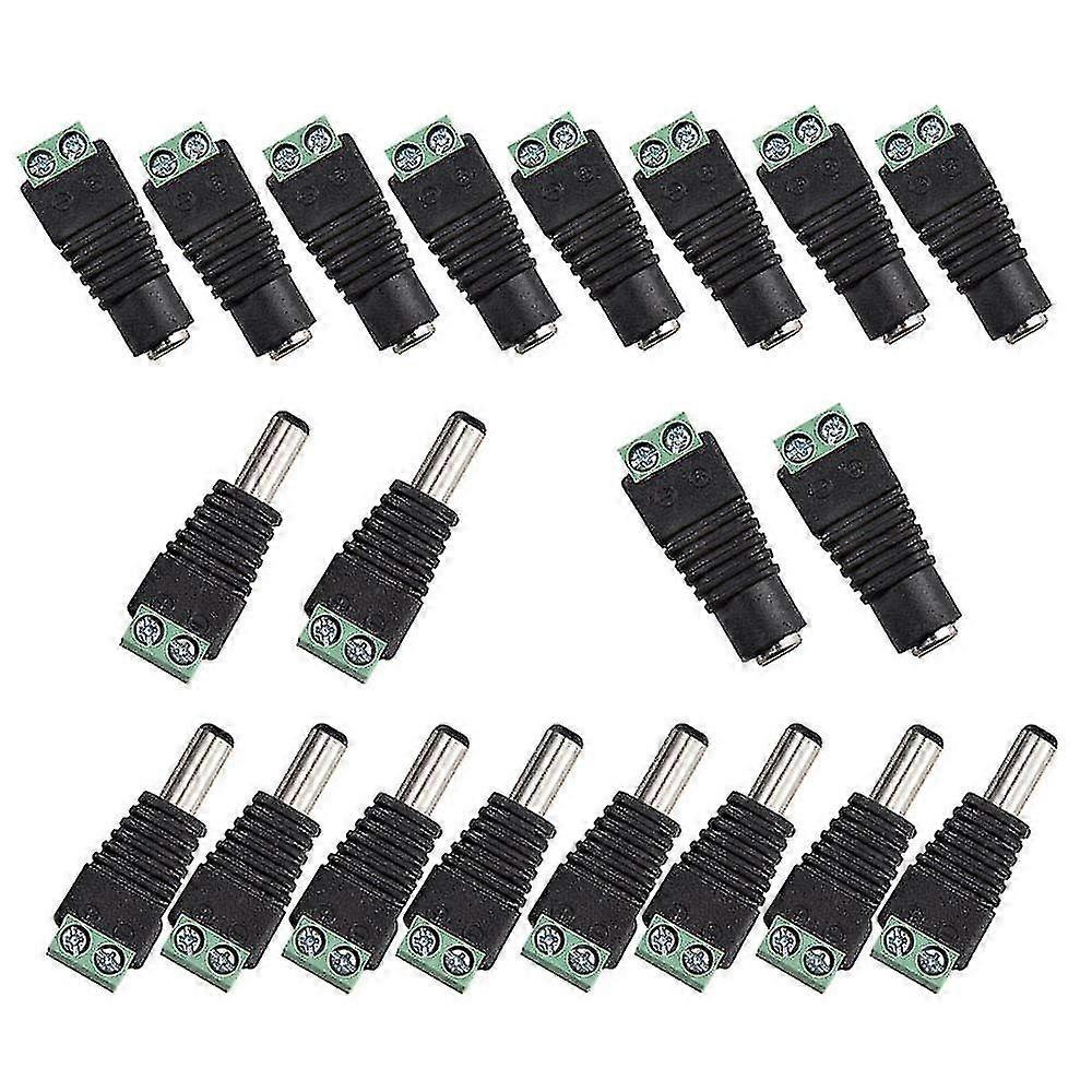 20pcs Dc Power Supply Male/female Connector 2.1 X 5.5mm Plug 12v Jack Socket Adapters, For Dvr Camera Socket Security System Led Light