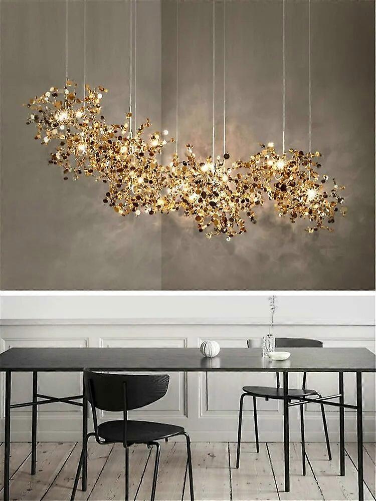 nordisk moderne personlighet rustfritt stål kromblad ledet lysekrone stue lampe bar bordlampe spisestue lysekrone