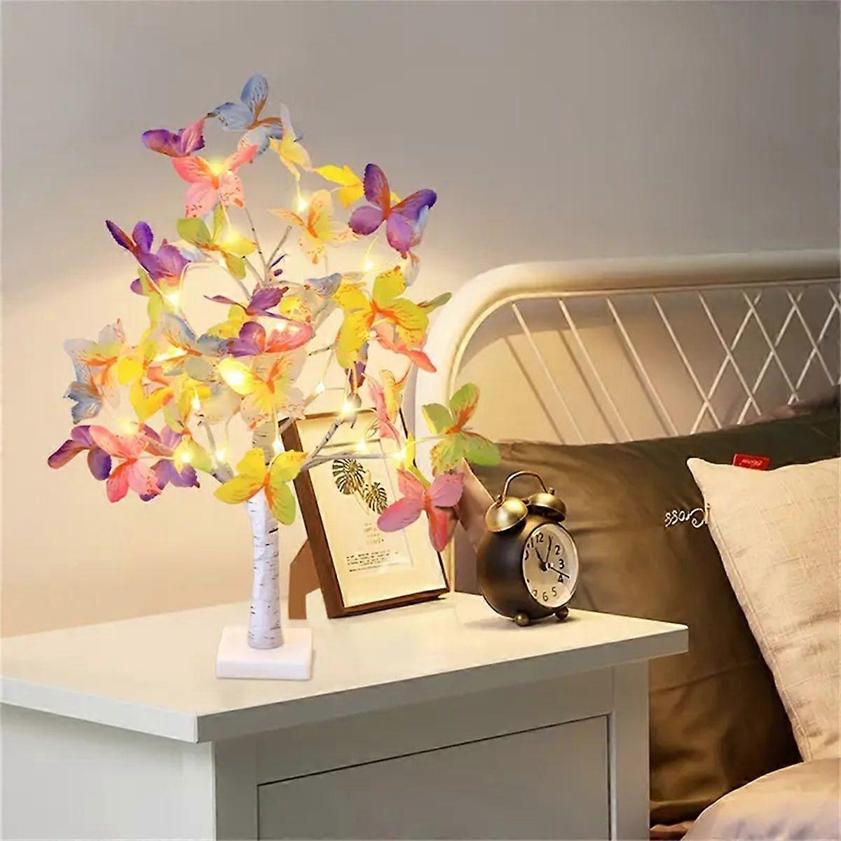 GaiBoSi 24 LED Easter Flickering Tree Fairy Lights Birch Tree With 3AA And USB Power Butterfly Lights for Party Christmas Decoration