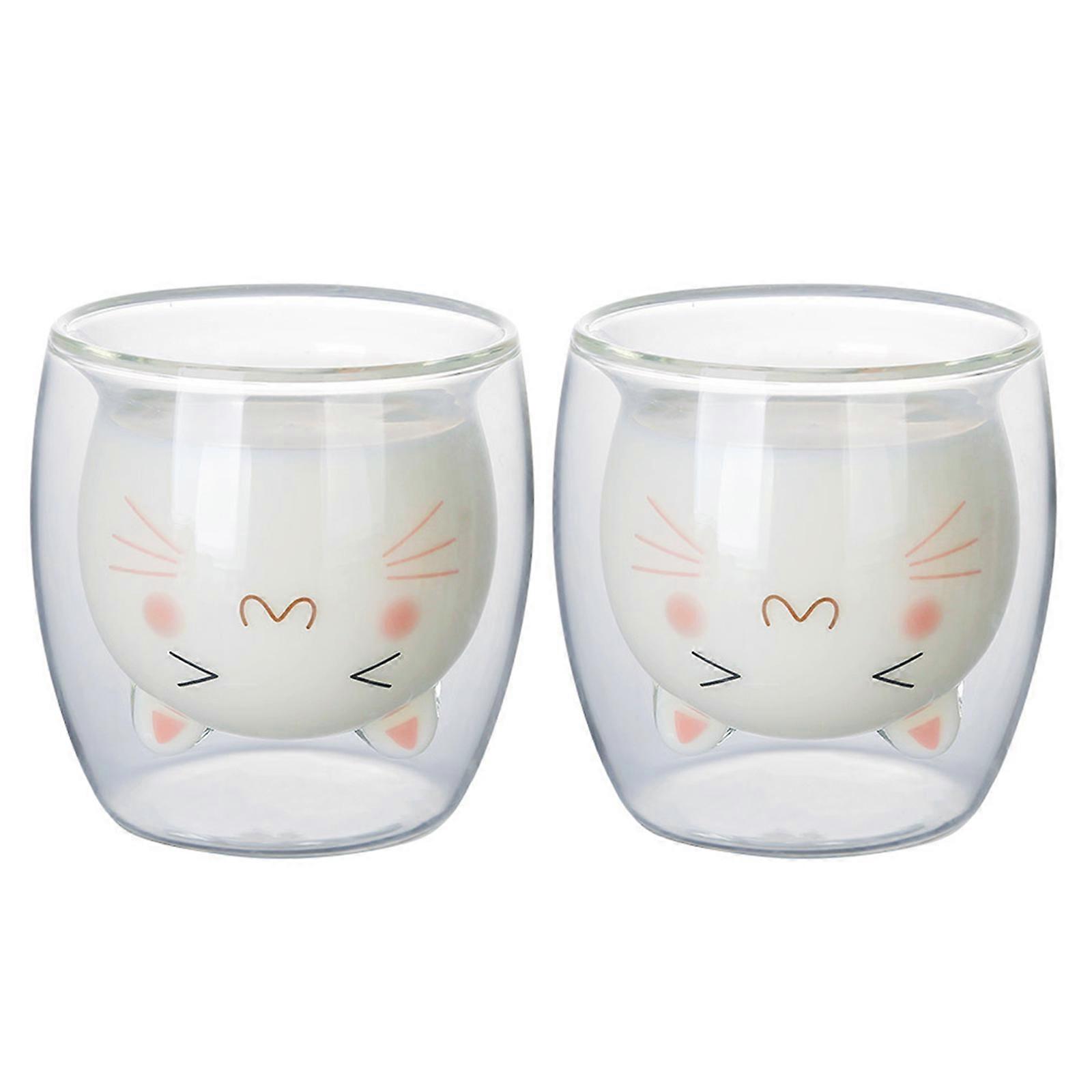 100% New,Cat Double Layer Glass Custom Gifts Durable High Quality Pretty Style Cute And Creative For Juice Coffee Cups