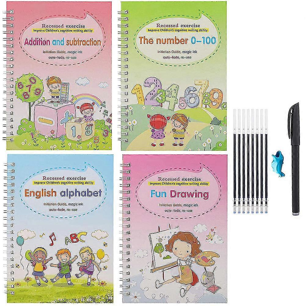 Kid's English Practice Copybook Set for Handwriting, Tracing, Calligraphy, and Drawing