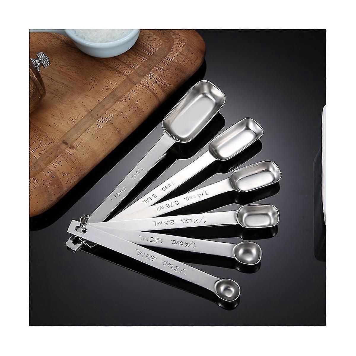 6pcs Measuring Spoons Set, Stainless Steel Measuring Spoons, Long Handle Measuring Spoons, Metal Tablespoon