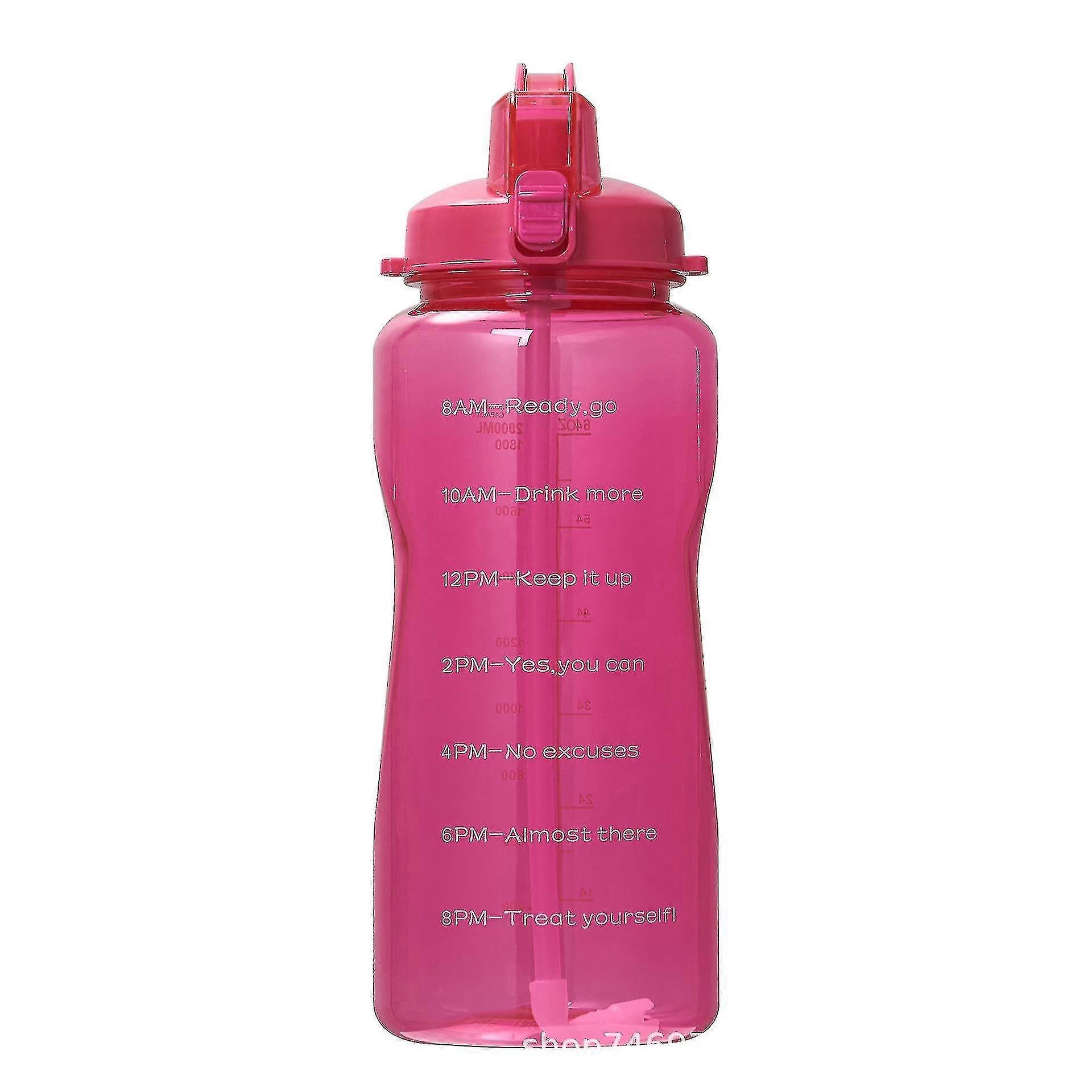 2000ml Motivational Outdoor Water Bottle With Time Marker And Straw, Leakproof Tritan Bpasports Bottle a