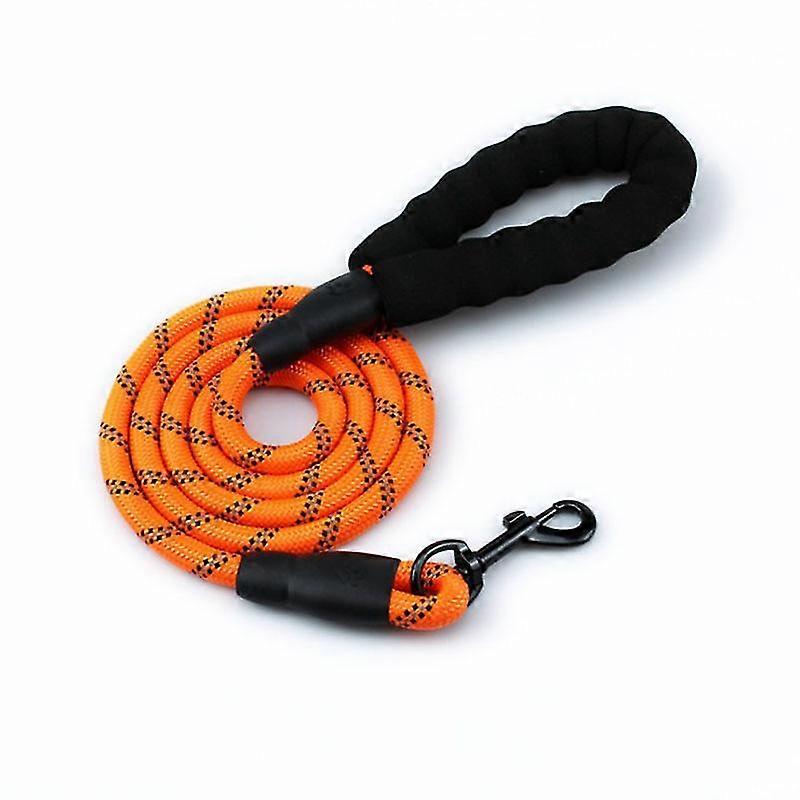 Strong Rope Reflective Dog Leash With Comfort Handles, Ideal For Training With Dogs With Tension Pulling, Harness Power Clip (1x Orange Leash)